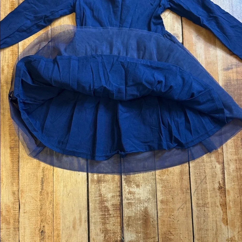 Carter Navy Blue Long Sleeve Dress 4T cotton with tulle skirt